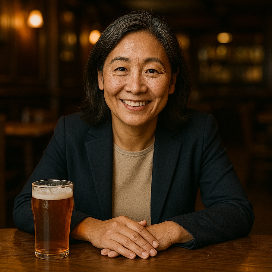 The Stranger — an older woman in a pub