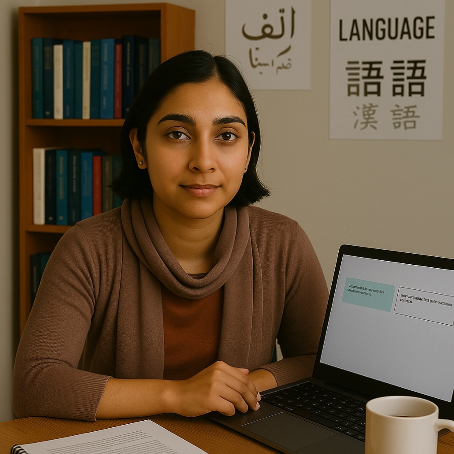 The Translator — a student surrounded by language resources